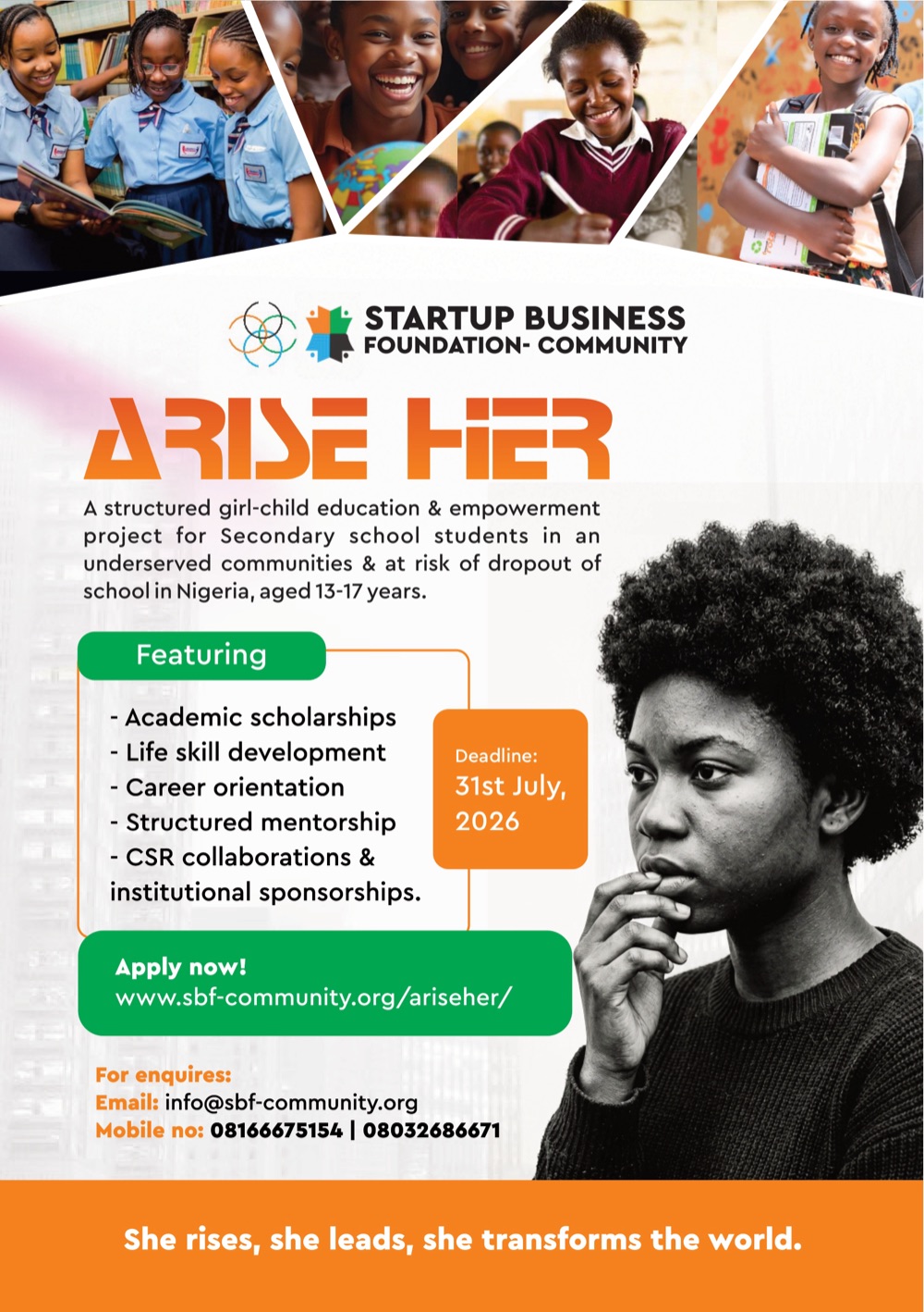 ARISE HER programme flyer